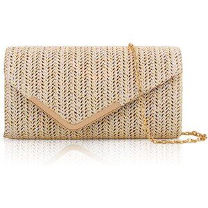 Women Beige Trendy Clutch Purses Evening Fashion Envelope Cross-Body Handbags